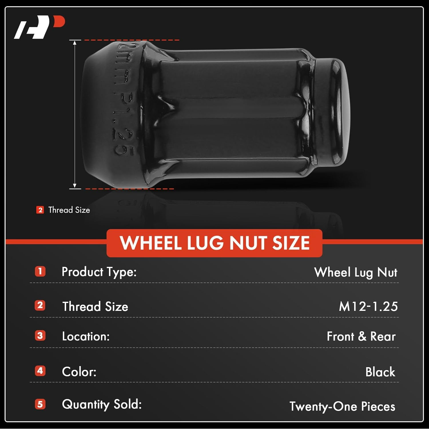 A-Premium 21-PC M12-1.25 Wheel Lug Nuts Compatible with Nissan Altima Rogue Sentra Versa Frontier Murano Pathfinder Maxima Juke Leaf Xterra & Infiniti QX60 Q50 QX50 G37 G20 Front & Rear