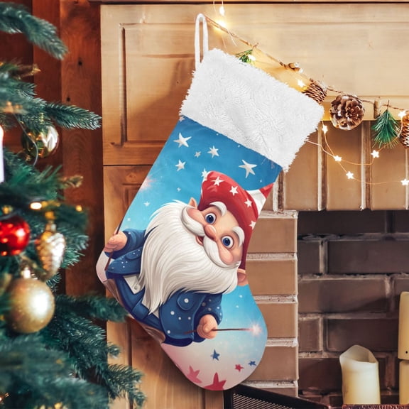 Gnome Fireworks American Flags Christmas Stockings Xmas Stocking for Family Holiday Season Party Decorations