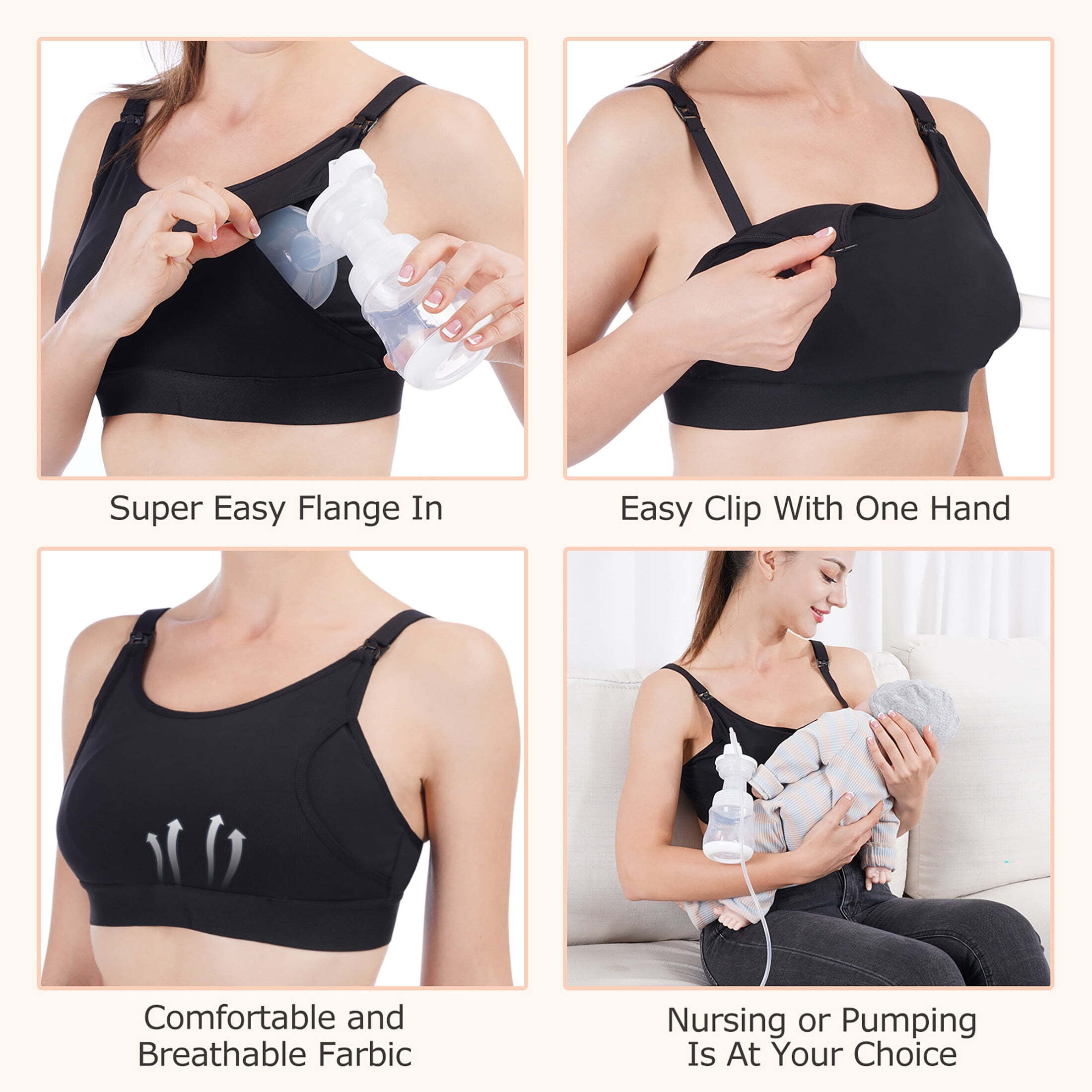 Hands Free Pumping Bra, Momcozy Adjustable Breast-Pump Holding and Nursing Bra, 3 Pack