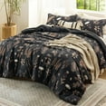 Cozy Comfort Queen Comforter Set Black Floral Comforter Set, 3Piece