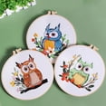 thumbnail image 4 of RONSHIN Owl Embroidery Kit For Beginners, Animal Stamped Pre Printed Embroidery Kits, Starter Needlepoint Kits With Instructions Clothes Hoops Threads Needles, 4 of 8