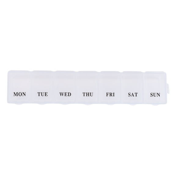 Unique Bargains 1 Pc 7 Grids Single Row Hung-Chain Pill Case Waterproof for Travel Clear White