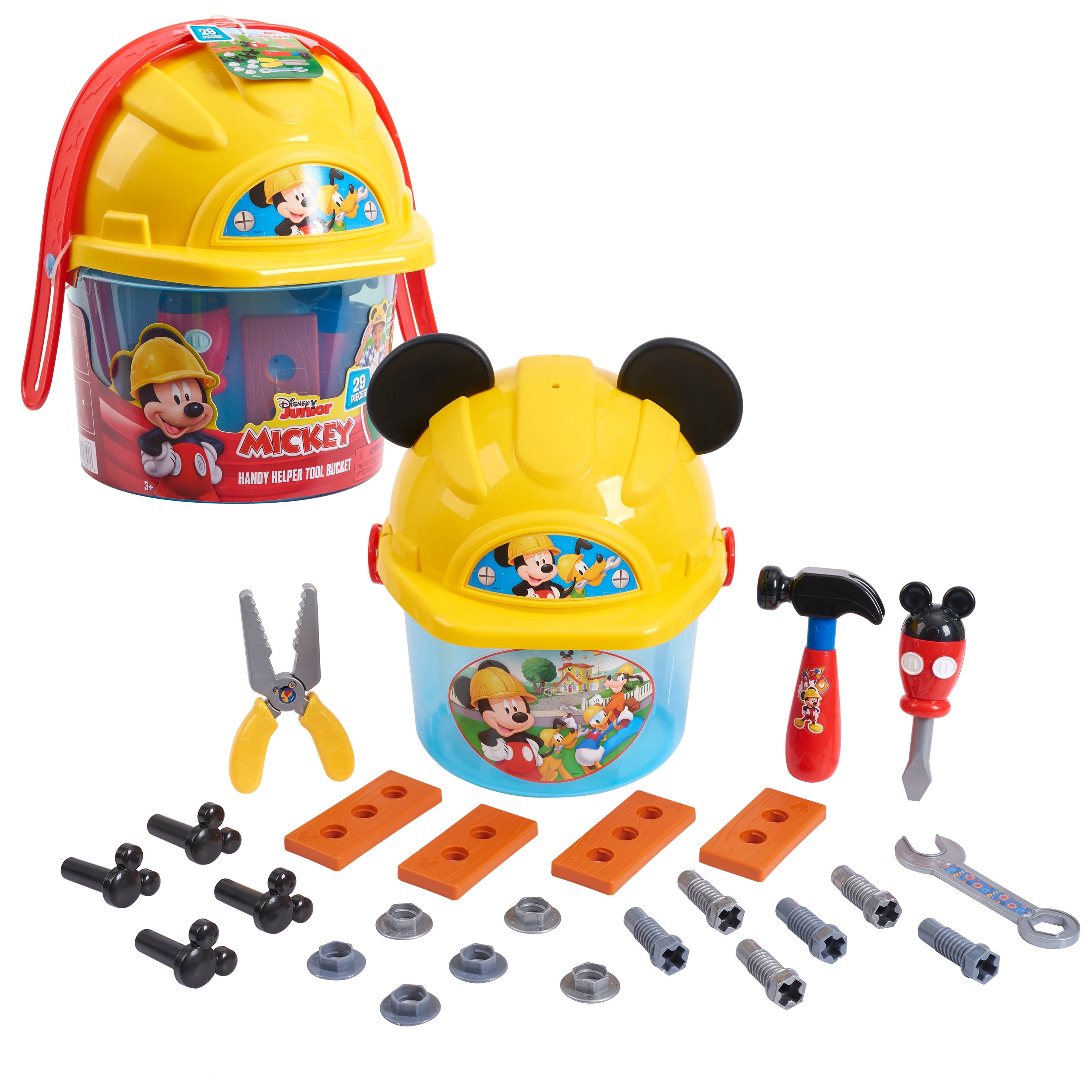 Disney Junior Mickey Mouse Handy Helper Tool Bucket, 25-pieces, Officially Licensed Kids Toys for Ages 3 Up, Gifts and Presents