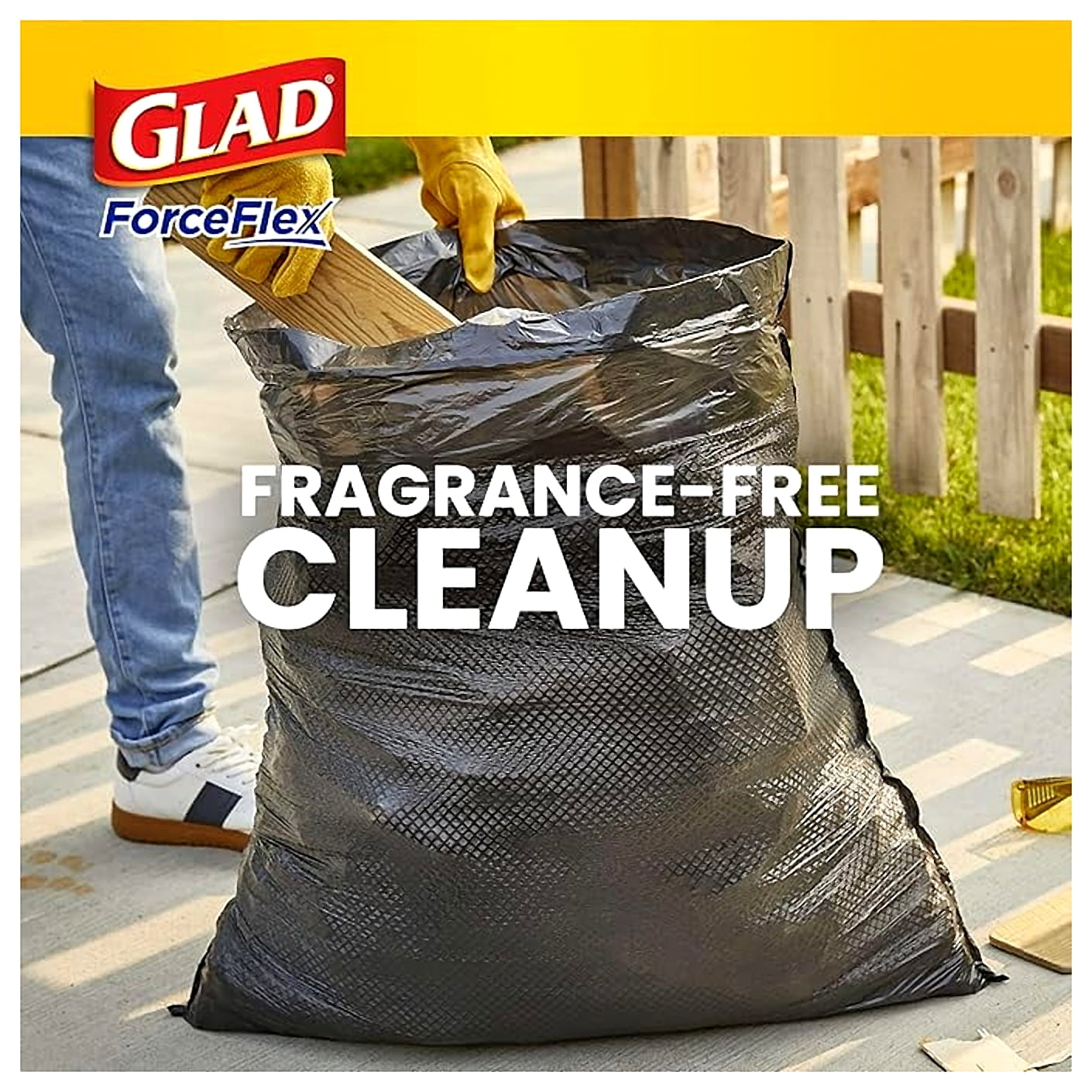 Glad Large Drawstring Trash Bags, Forceflex 30 Gallon Black Trash Bags, 50 Count