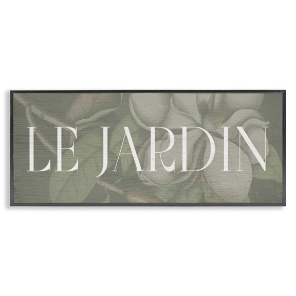 Stupell Industries French Country Le Jardin Garden Sign Black Framed Giclee Art, 24 x 10, by Lil' Rue
