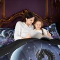 thumbnail image 4 of Manfei Vintage Dragon Animals Twin Comforter Sets,Retro Starry Sky Bedding Set,Blue Black,Black Reversible,2-Piece,1 Comforter and 1 Pillowcase, 4 of 7
