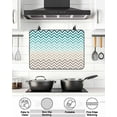 thumbnail image 5 of Stove Top Covers for Electric Stove 31x24 Inches, Turquoise Brown Heat Insulation Fireproof Glass Cooktop Protector, Gradient Geometric Stripes Chevron Wave Countertop Stovetop Cover for Kitchen, 5 of 8
