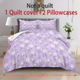 thumbnail image 4 of ZIATUBLES Lavender Daisy Print Twin Size Duvet Cover Set, 3 Pieces Soft Cozy Bedding, 1 Duvet Cover & 2 Pillowcases, Easy Care Lightweight Bedding for All Season, Chic Modern Decor, 4 of 8
