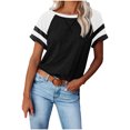 thumbnail image 1 of Pntutb Mujeres Casual Manga Corta Mangas Acampanadas O-cuello Sólido Camiseta Suelta Blusa tops Pntutb Pntutb-726, 1 of 7
