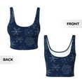 thumbnail image 5 of Haiem Snowflake Dark Blue Pattern Womens Sports Bra - U Neck Padded Low Impact Yoga Bra Workout Crop Top Gym Moisture-Wicking Workout Vest -XX-Large, 5 of 9