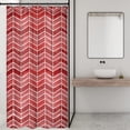thumbnail image 6 of Watercolor Red Stall Small Half Size Shower Curtain 36x72 Inch RV Single Narrow Chevron Herringbone Striped Geometric Tiny Walkin Stand Up Dorm Decor Fabric Bathroom Set Polyester Waterproof, 6 of 6