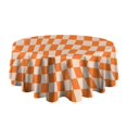 thumbnail image 5 of Orange and White Wavy Checkerboard Pattern Round Tablecloth 60"x60",Wrinkle Wipeable Table Cloth for Kitchen Dining Room Picnic Patio Party, 5 of 6