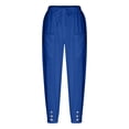 thumbnail image 4 of Bibifish Womens Pants Drawstring Waist Side Pocket Lightweight Pants With Button Detail Hem Loose Fit Casual Outings Comfortable Pants, 4 of 6