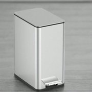 2.6 Gallon Trash Can, Slim Step On Bathroom Trash Can, Stainless Steel