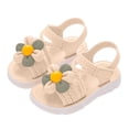 thumbnail image 3 of Afuyipoi ​Girls Floral Summer Sandals, Soft Sole Non-Slip Outdoor Beach Shoes, Comfortable Casual Sandals for Toddlers and Big Kids Beige Size 9 (Toddler), 3 of 7