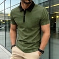 thumbnail image 2 of USNSM Golf Shirts for Men Quick Dry Short Sleeve Performance Shirts Moisture Wicking Collared Business Casual Striped Printed T-Shirt Green L, 2 of 9