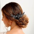 thumbnail image 4 of CHAO Peineta de novia con diamantes de imitación plateados (negro), 4 of 5