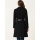 thumbnail image 5 of Abrigo largo con doble botonadura y cinturón de invierno con cuello de solapa para mujer Negro L, 5 of 5