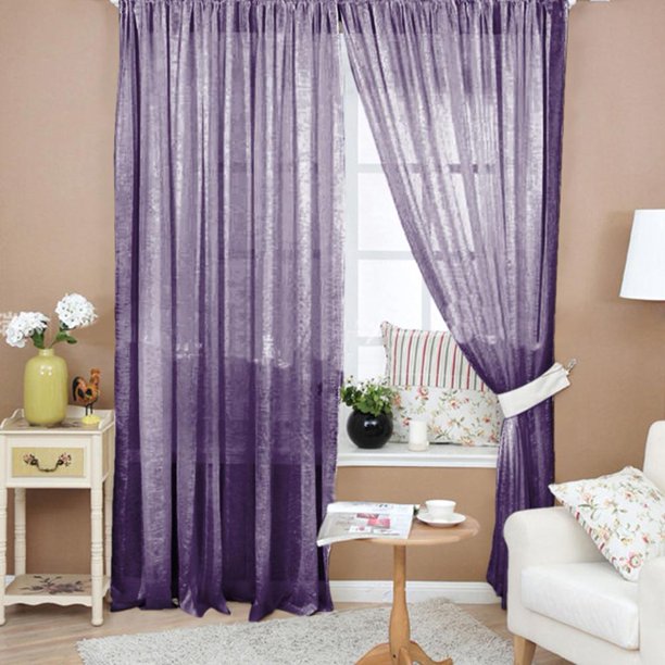 2 uds cortina de ventana de Color sólido patrón de flores cenefa púrpura oscuro Tmvgtek Oficina Multiescena Multifunción