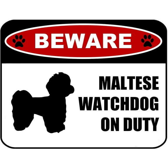 PCSCP Beware Maltese Watchdog On Duty (Silhouette) 11.5 inch x 9 inch Laminated Dog Sign