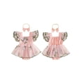 thumbnail image 2 of BemeyourBBs Baby Girls First Birthday Outfit 1st Birthday Party Dress Newborn Fairy Tulle Tutu Romper Dress Fly Sleeve Floral Embroidery Bodysuit Princess Party Cake Smash Dresses Headband, 2 of 9