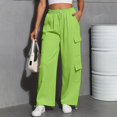 thumbnail image 5 of Women's Fashion Sport Solid Color Casual Sweatpants with Pockets - Long Pants for Everyday Wear and Winter Season,Fluorescent Green,3XL, 5 of 7