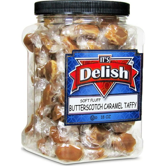 Gourmet Butterscotch Caramel by Its Delish  18 OZ Jumbo Container Jar  Individually Wrapped Handcrafted Soft Brown Candy  Delicious Chewy Snack Treat for Parties at Home or Office, Certified...