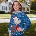 thumbnail image 3 of Uorisanigo Girls Half Zip Sweatshirt Fall Trendy Long Sleeve Pullover Tops Soft Lightweight Blue Christmas Sloth Quarter Zipper Hoodies Athletic Shirts Top Hoodies Winter Clothes, 3 of 7