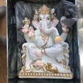 thumbnail image 3 of Ganesha Murti Statue 24 inches Gold Leaf Work Ganpati Figurine Marble Ganapati Idol Vinayak Deity Ganesha Statue Marble Large Big White Elephant Head God Home Decor Gift Sculpture Home First Ganesha, 3 of 11
