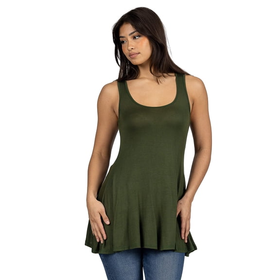 Womens Scoop Neck Flared Tank Top