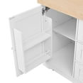 thumbnail image 5 of Noble House 47" Extendable Kitchen Island Cart, Thick Top with Outlet and Wheels, Mobile Storage Cabinet, White, 5 of 15