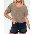 thumbnail image 5 of ANRABESS Womens Oversized Acid Washed T-Shirt Short Sleeve Vintage Casual V Neck Tops 2026 Summer Basic Tee Trendy Clothes Coffee Small, 5 of 8