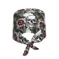 thumbnail image 2 of Kdxio Skulls Roses Pattern Turban Hat for Women Men Comfortable Adjustable Cleaning Working Cap with Sweatband, 2 of 8