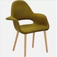 thumbnail image 3 of 2xhome Mid Century Modern Upholstered Fabric Organic Accent Living Room Dining Arm Chair with Natural Wooden Legs, Green, Set of 1, 1 piece, 3 of 7