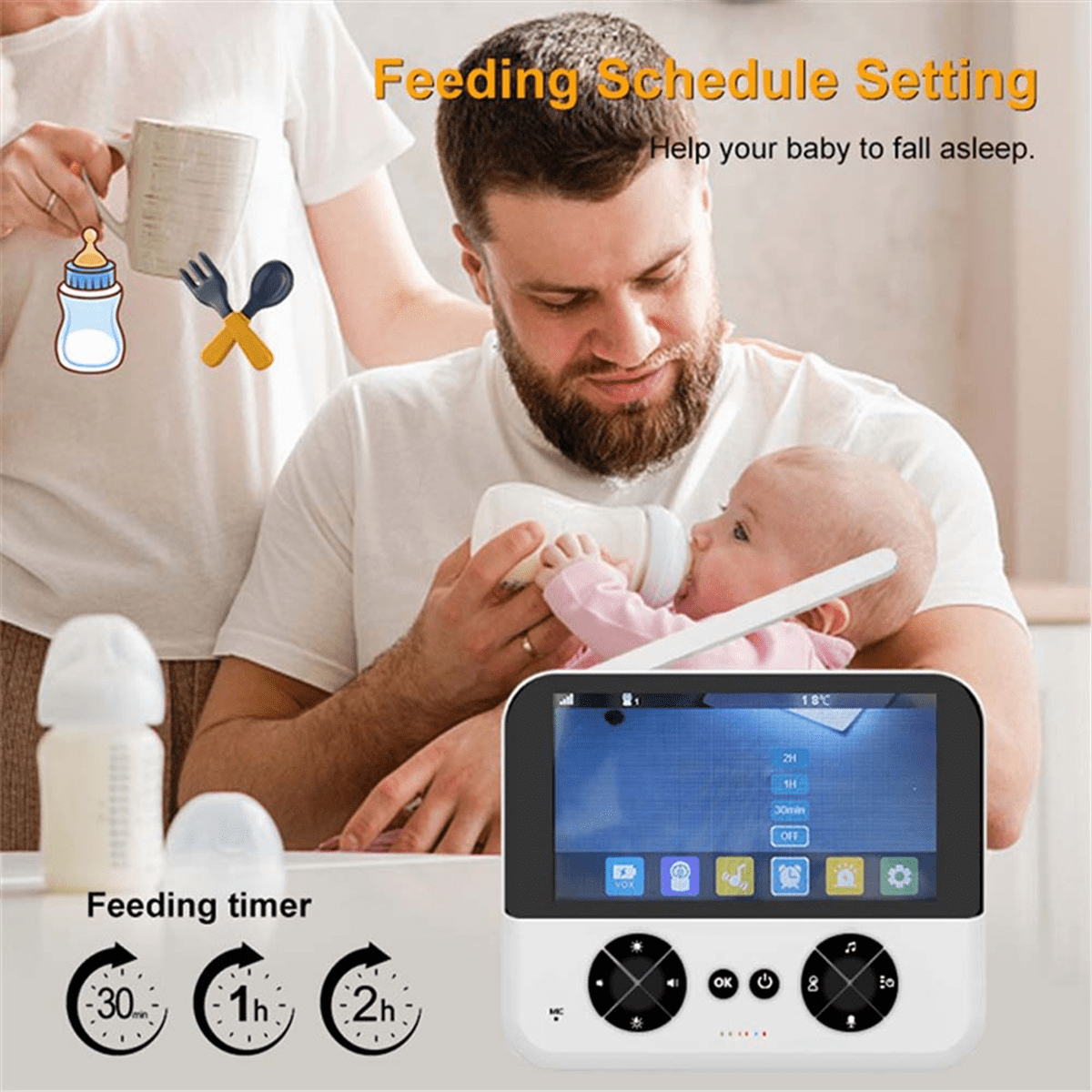 4.3 Inch Baby Monitor 2.4Ghz Wifi Remote Audio Two-Way Voice Night Vision Wireless Security Baby Monitoring US Plug