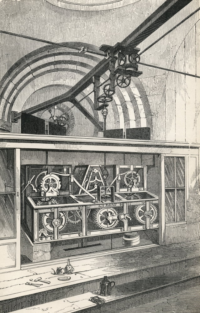 Horology Working Parts Of The Clock At The Royal Exchange London England In The 19Th Century From Cyclopaedia Of Useful Arts And Manufactures By Charles Tomlinson Canvas Art - Ken Welsh Design Pics (