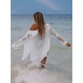 thumbnail image 7 of Xuanfei Women Solid Color Lapel Collar Button Up Long Sleeve Beach Bikini Shirt, 7 of 7