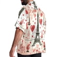 thumbnail image 3 of Eiffel Tower Valentine's Day Men's Casual Printed Hawaiian Poplin Button Down Short Sleeve Beach Shirt Unisex, 3 of 6