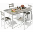 thumbnail image 1 of Lamerge 47'' 4 Person Dining Table Set, Rustic Solid Wood Kitchen Dining Table and Chairs 4 Piece Set for Small Spaces, Apartment Kitchens and Dining Rooms, Breakfast Corner. (Rustic grey), 1 of 7