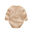 thumbnail image 1 of MeetoTime Baby Clothes Cotton Jumpsuits Solid Color Round Neck Buttons Newborn Infant Rompers Crawling Clothes, 1 of 6