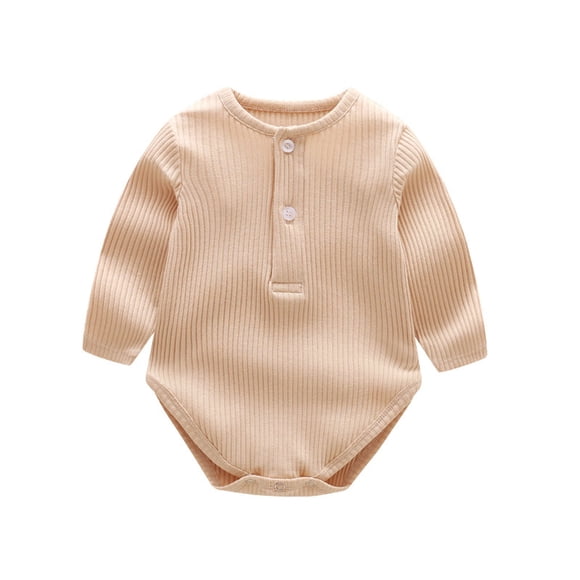 FFENYAN Infant Cotton Lightweight Knit Round Neck Long Sleeve Bodysuit Spring and Autumn Cute Baby Onesie - Ideal for Everyday Wear and Baby Shower Gifts for 0-1 Years