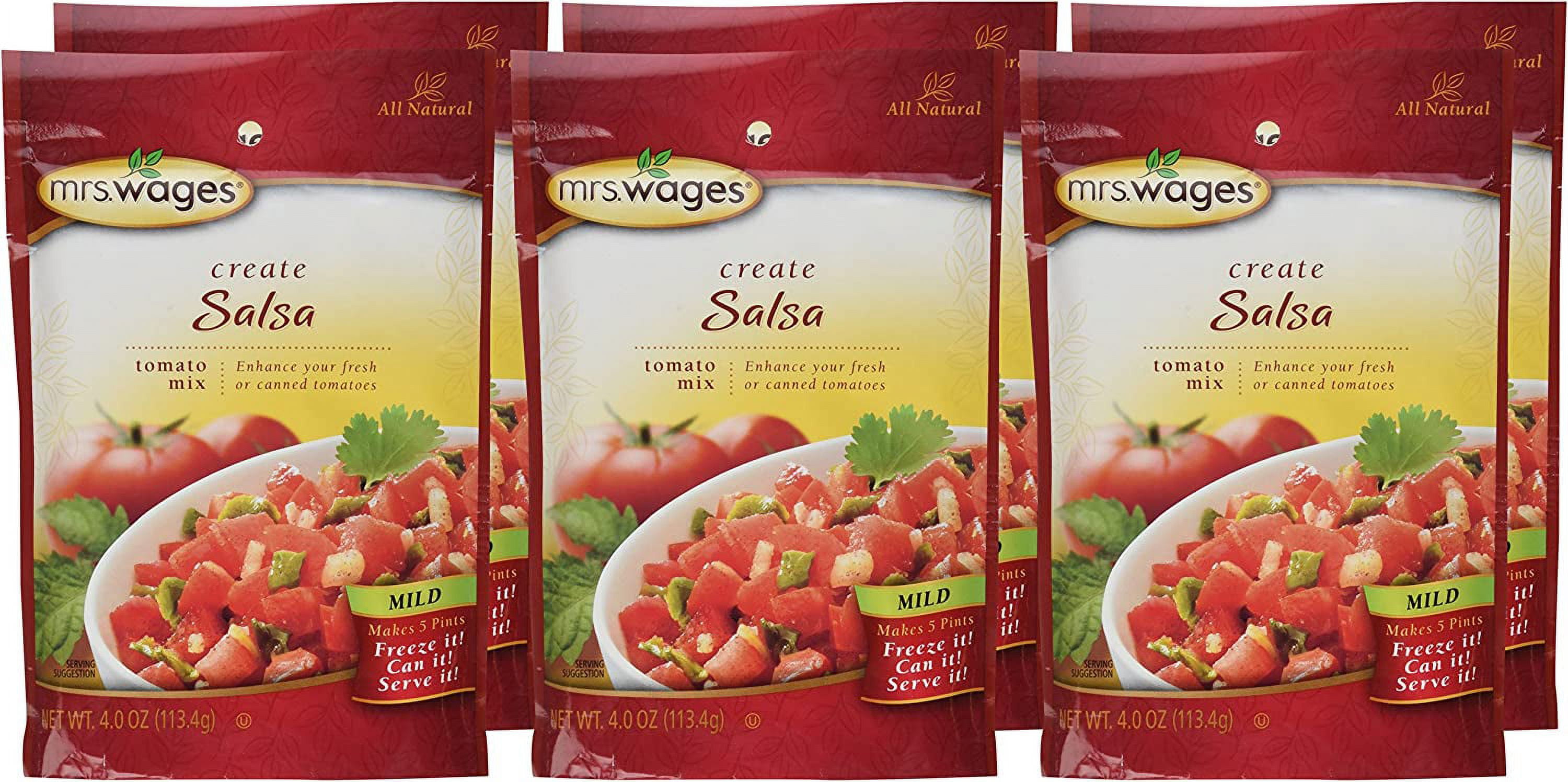 (2 pack) Mrs. Wages Mild Salsa Canning Mix | Easy-to-Use | Simple Homemade Salsa | Mild Spice Flavoring | Shelf Stable | 4 oz Packet