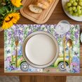 thumbnail image 4 of Blue Purple Floral Placemats Set of 8, Spring Hydrangea Flower Truck Green Plaid Placemats for Dining Table, Place Mats for Kitchen Tabletop, Waterproof Wipeable Dining Table Mats Set, 4 of 9