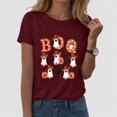 thumbnail image 2 of TOWED22 Halloween Boo Shirts for Women Funny Halloween Ghost Tshirts Fall Spooky Pumpkin Gift Top(Wine,S), 2 of 5