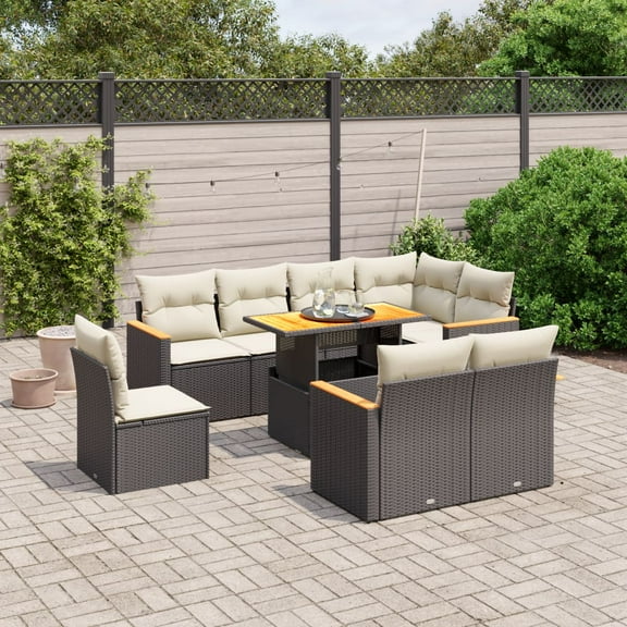 vidaXL Garden Sofa Set Black and Cream White