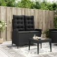 thumbnail image 1 of vidaXL Reclining Garden Bench with Cushions Black Poly Rattan, 1 of 5