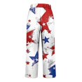 thumbnail image 4 of HEILAU Independence Day Pants for Women 4th Of July Wide Leg Patriotic Elastic Waist Red White And Blue With Pockets Linen Pants, 4 of 5