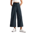 thumbnail image 1 of Pantalones CRZ YOGA Livianos de Pierna Ancha Cropped 25" Azul Marino Talla L, 1 of 6