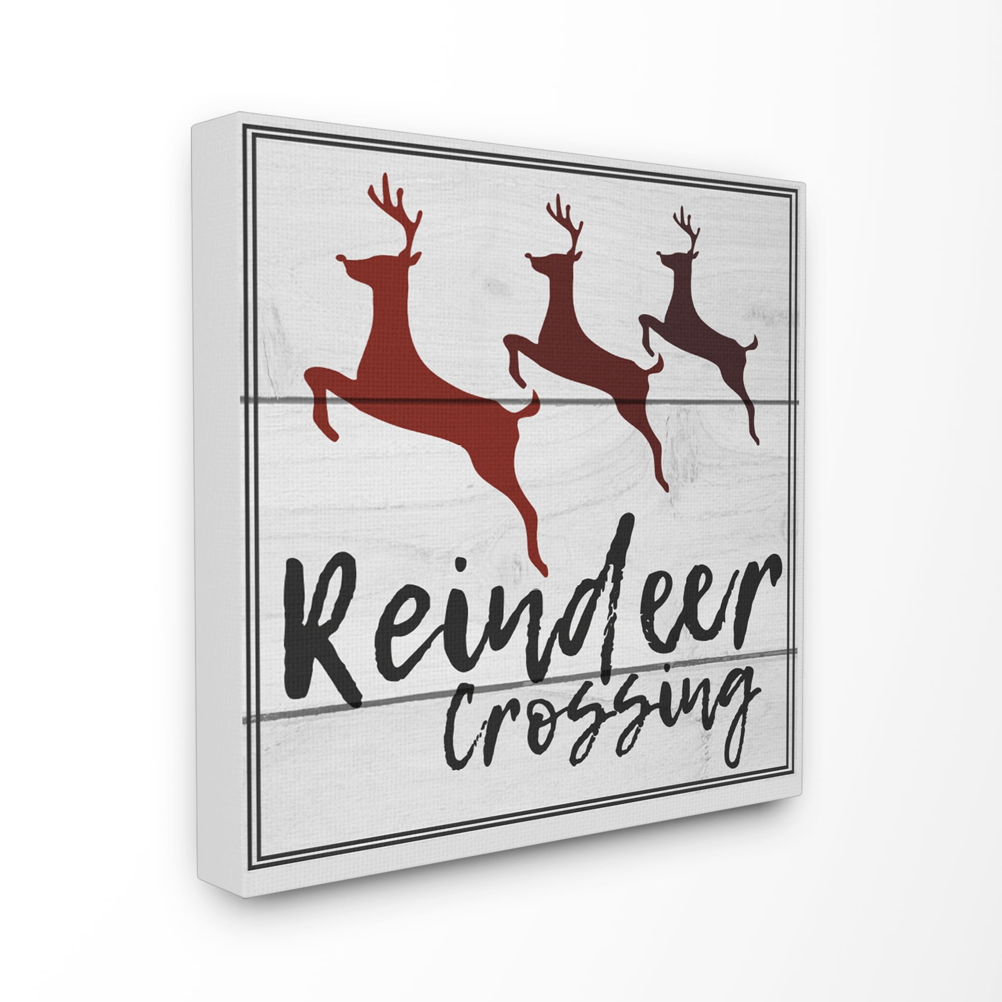 Stupell  Reindeer Crossing Sign Stretched Canvas Wall Art 17 x 17
