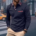 thumbnail image 2 of Beugl Mens Shirts Clearance, Men's Fashion Spring and Autumn Casual Long Sleeve Button Solid Color Long Sleeve T Shirt Top Golf Shirts for Men, Polo Shirts for Men Navy XXL, 2 of 4